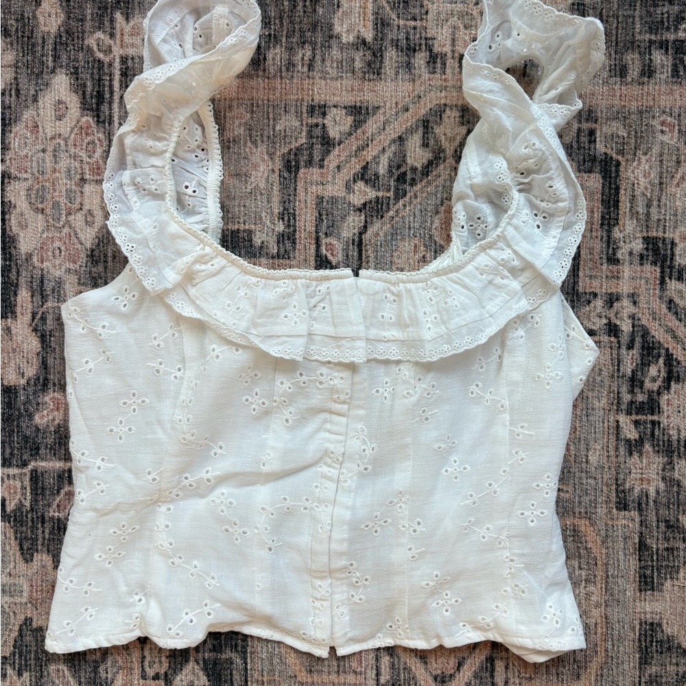 wild fable White Eyelet Ruffle Camisole